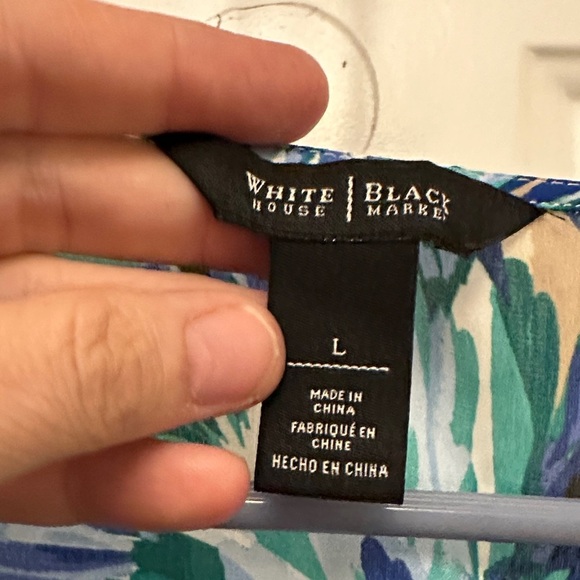 White House Black Market Floral Ruffle Blouse - Blue and Green - Picture 2 of 6